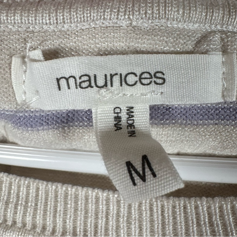 Maurices Sweater Womens M Gray Purple Striped Faux Layered Chiffon Hem Pullover - Picture 8 of 8